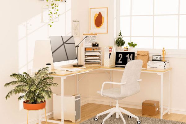 C4D电脑书房场景渲染工程办公桌模型椅子模型