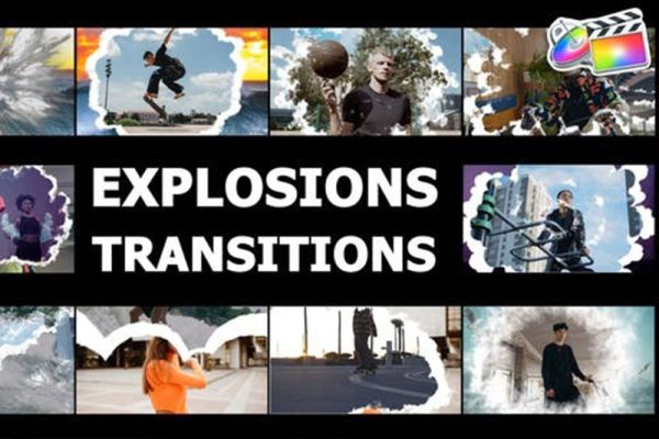 FCPX插件-10组爆炸火焰烟雾波浪扩散转场预设 Realistic Explosions Transitions