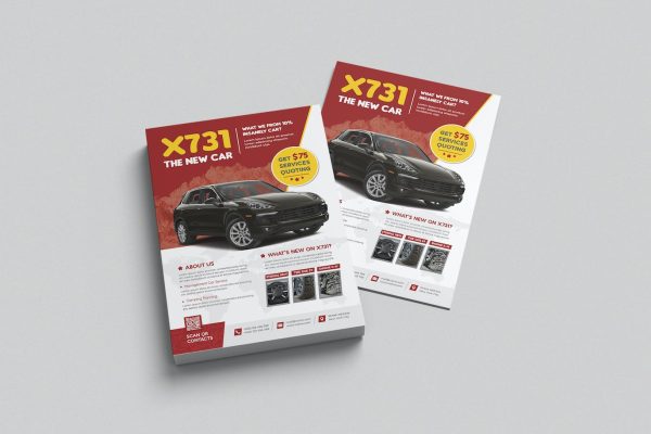 汽车销售宣传单设计模板 Sale Lux Car Flyer