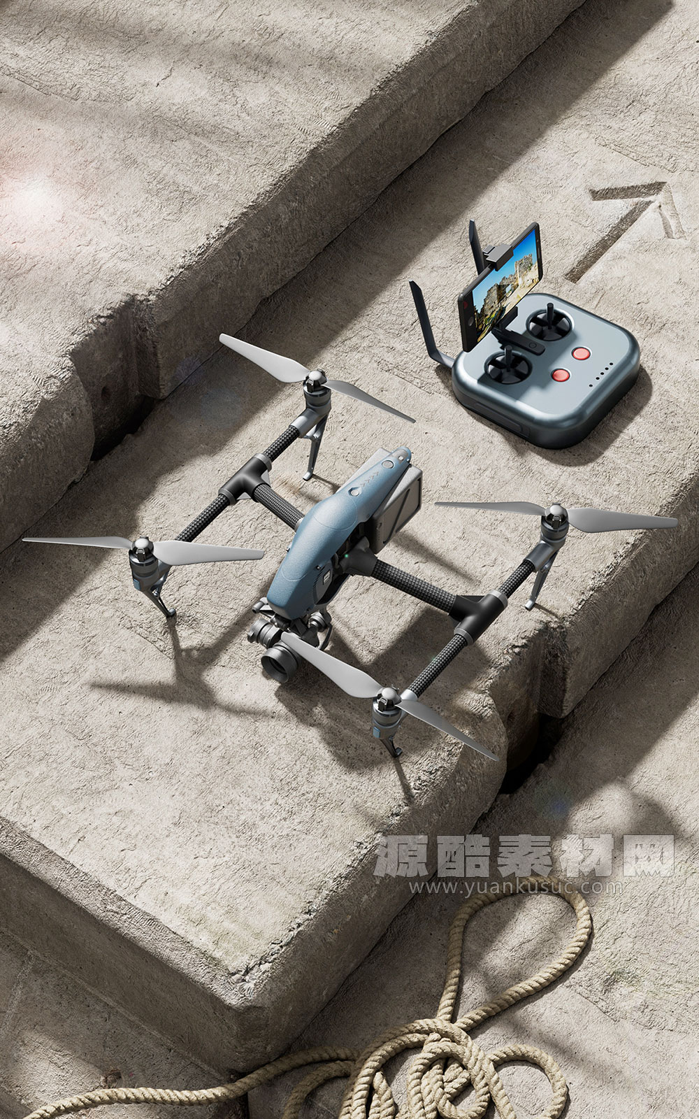 C4D无人机场景渲染工程无人机模型产品场景工程