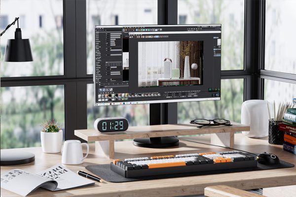 C4D电脑显示器键盘场景渲染工程显示器模型键盘模型