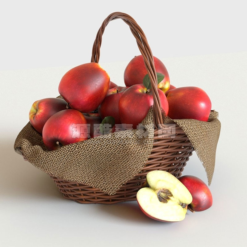 C4D果篮模型苹果模型水果模型下载