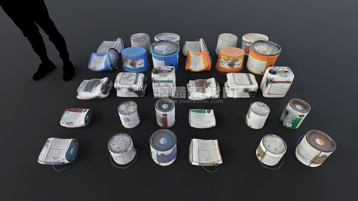 Blender预设-700多个废墟垃圾堆瓶子罐头纸箱废品3D模型资产 Trash Kit – 3D Assetkit