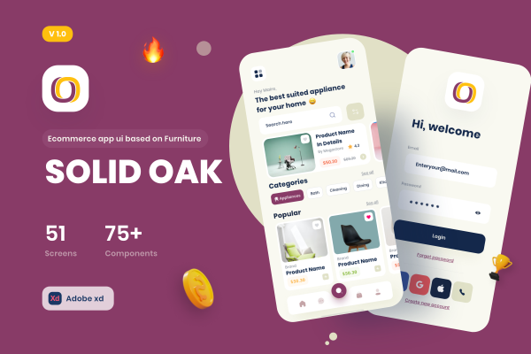 家具店电子商务应用程序UI套件