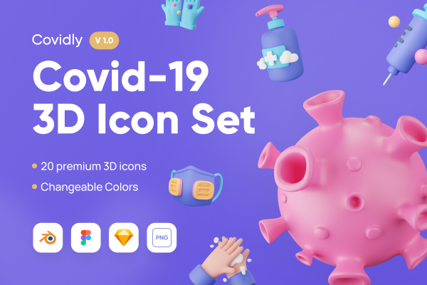 适用于医疗保健行业的现代创意3D图标模型合集