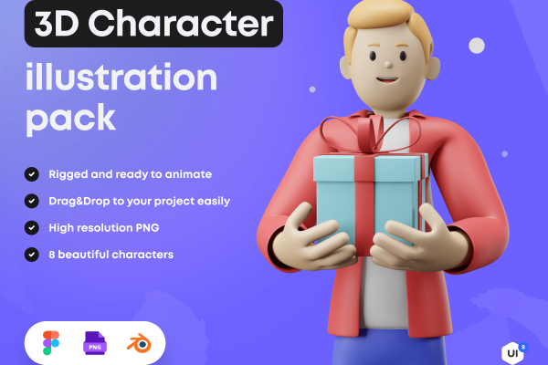 创意3D人物角色插画Blender模型包