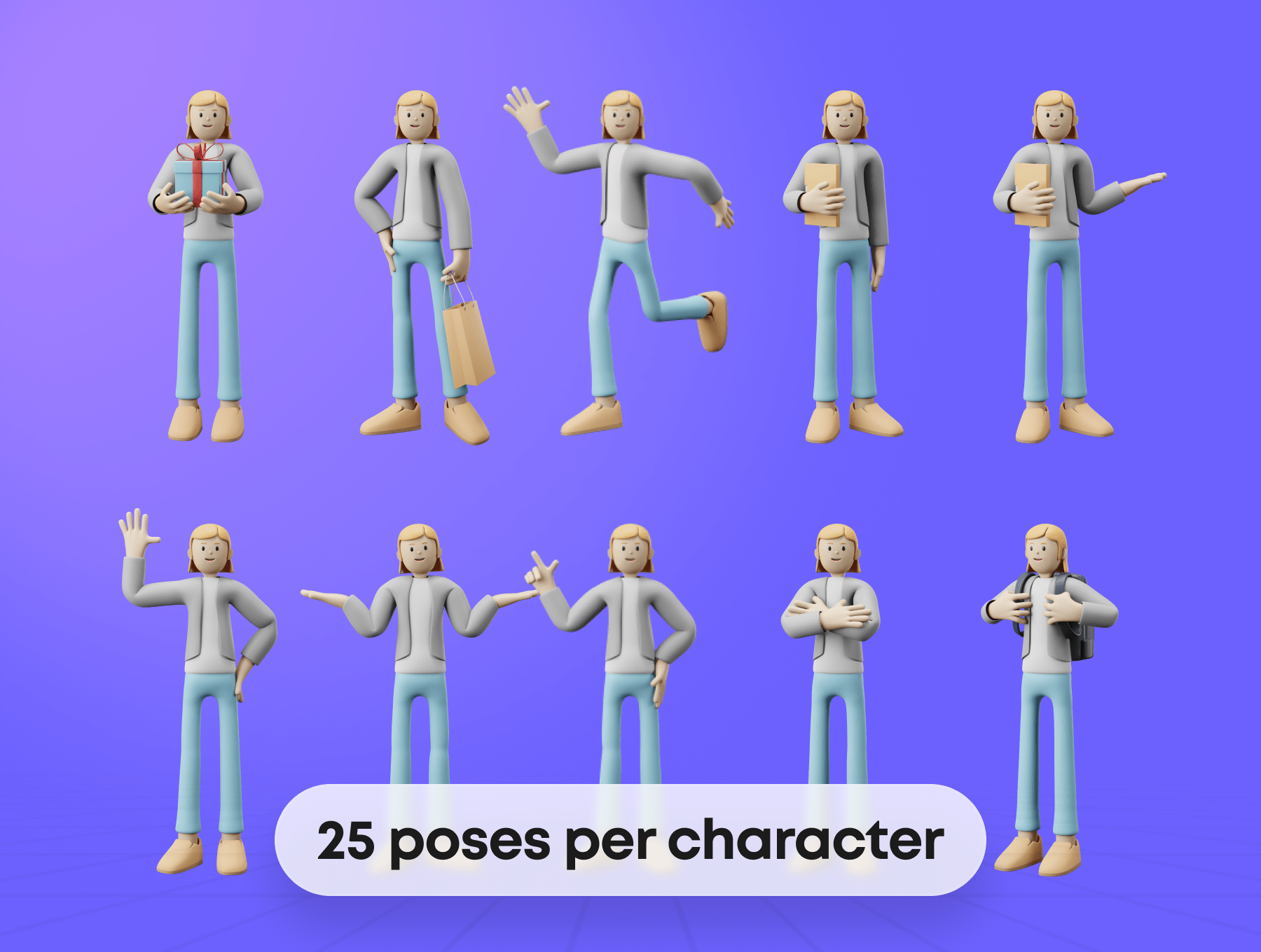创意3D人物角色插画模型包