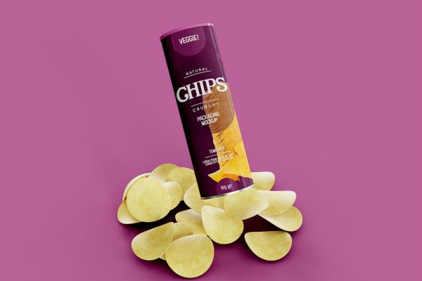 薯片纸管包装样机素材 Potato Chips Paper Tube Mockup