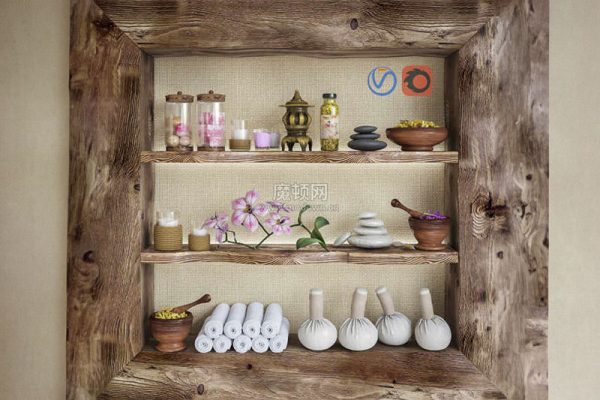 C4D玻璃罐模型毛巾模型摆件装饰模型