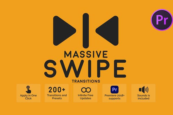 PR模板-200组模糊拉伸滑动无缝转场预设 Massive Swipe Transitions