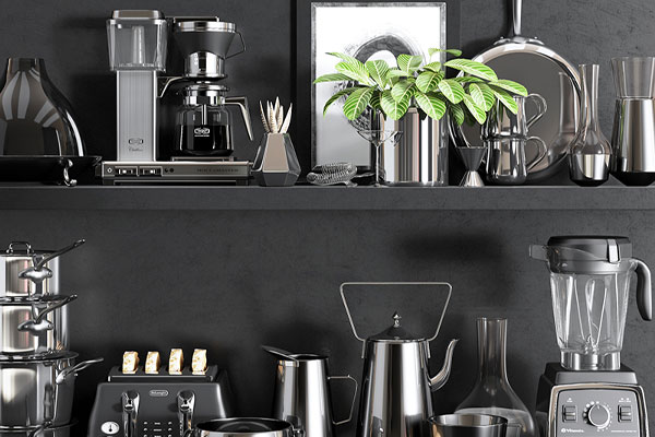 C4D榨汁机模型茶壶模型面包机模型