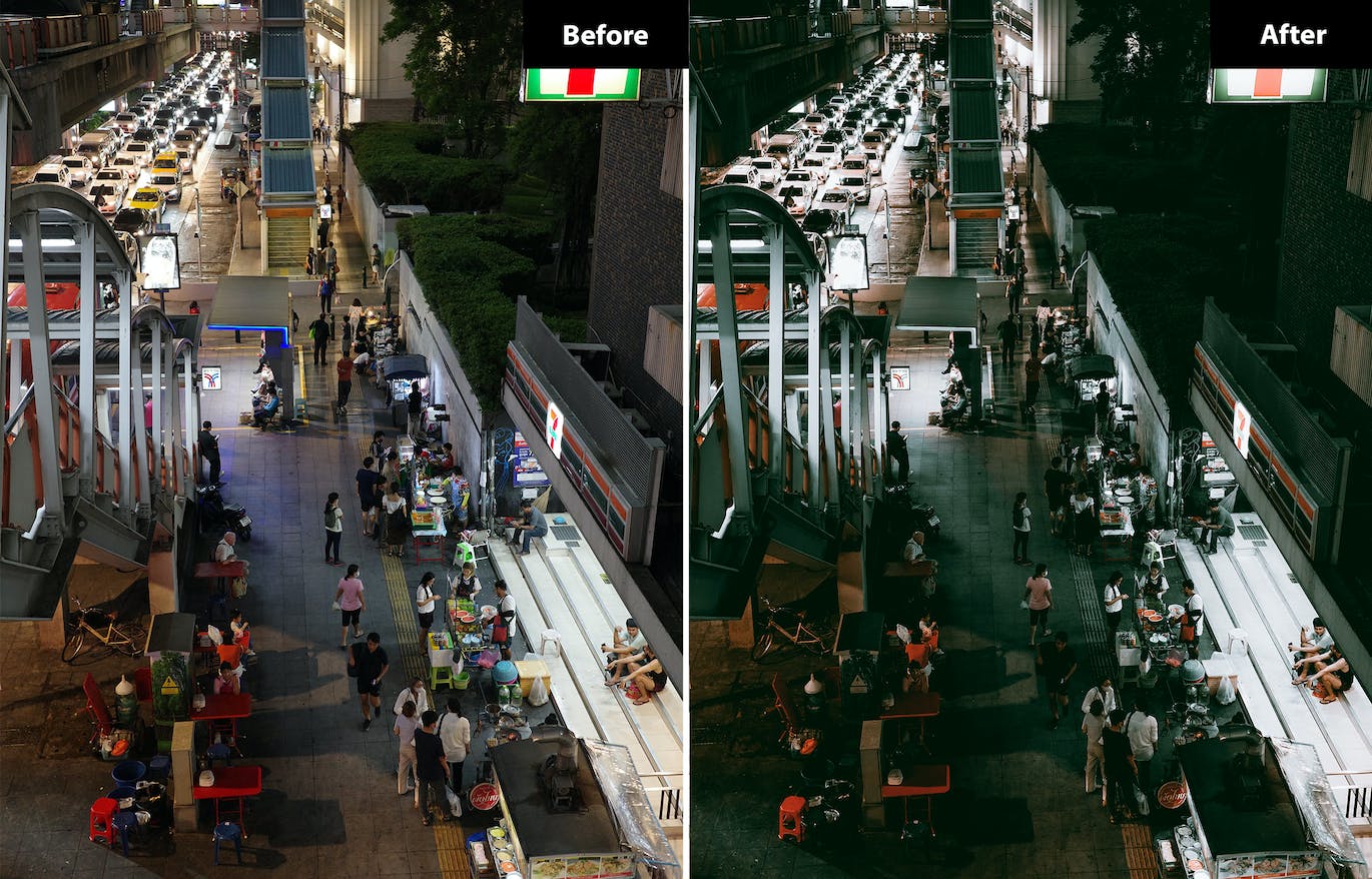 6 个夜间街道照片调色 LR和PS预设 6 Night Stree Lightroom and Photoshp Presets