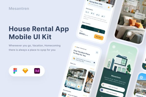 订酒店App应用界面UI设计套件 Hotel Booking App – Uixasset