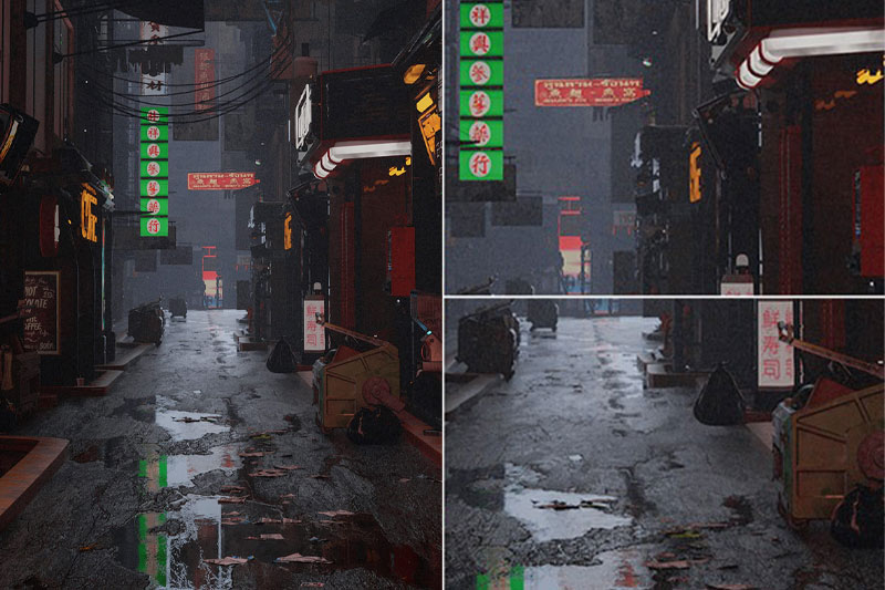 C4D工程-赛博朋克场景渲染工程赛博朋克街道模型_源酷素材网