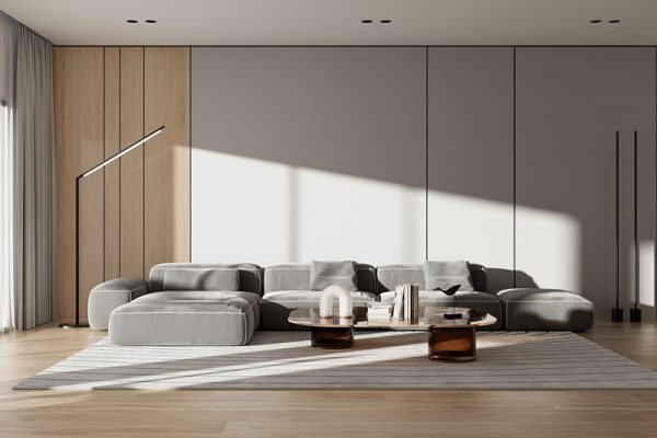 C4D工程-室内客厅场景渲染工程沙发模型茶几模型