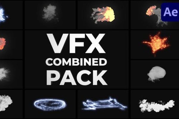 AE模板-12个爆炸火焰烟雾能量视觉特效元素 VFX Combined Pack