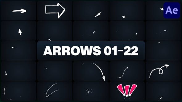 AE模板-23种卡通箭头动画素材 Arrows