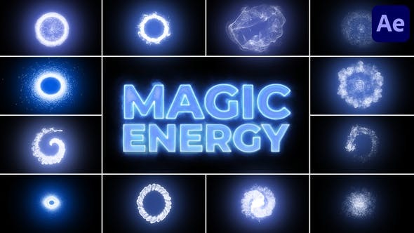AE模板-12个魔法能量发光粒子特效素材 Magic Energy