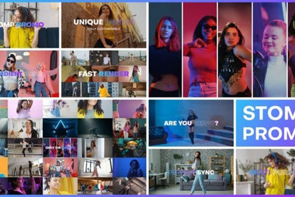 AE模板-炫酷动感图文快闪品牌活动宣传片头 GradientBlend Stomp Promo