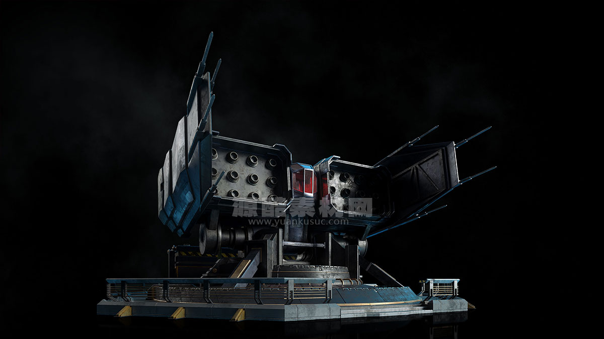 未来科幻风格战争前线基地建筑3D模型Kitbash3D Future Warfare