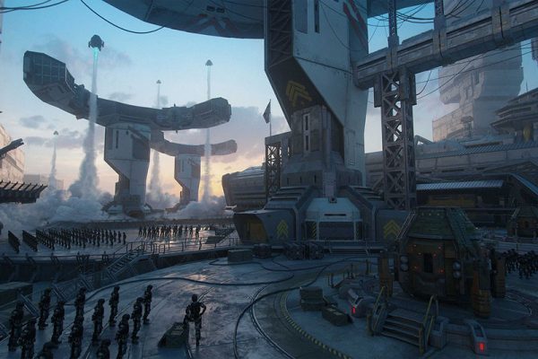 未来科幻风格战争前线基地建筑3D模型Kitbash3D Future Warfare