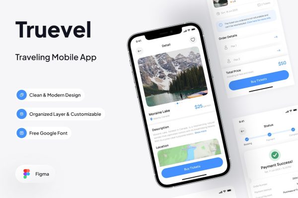 旅行APP设计模板 Truevel – Detail Page