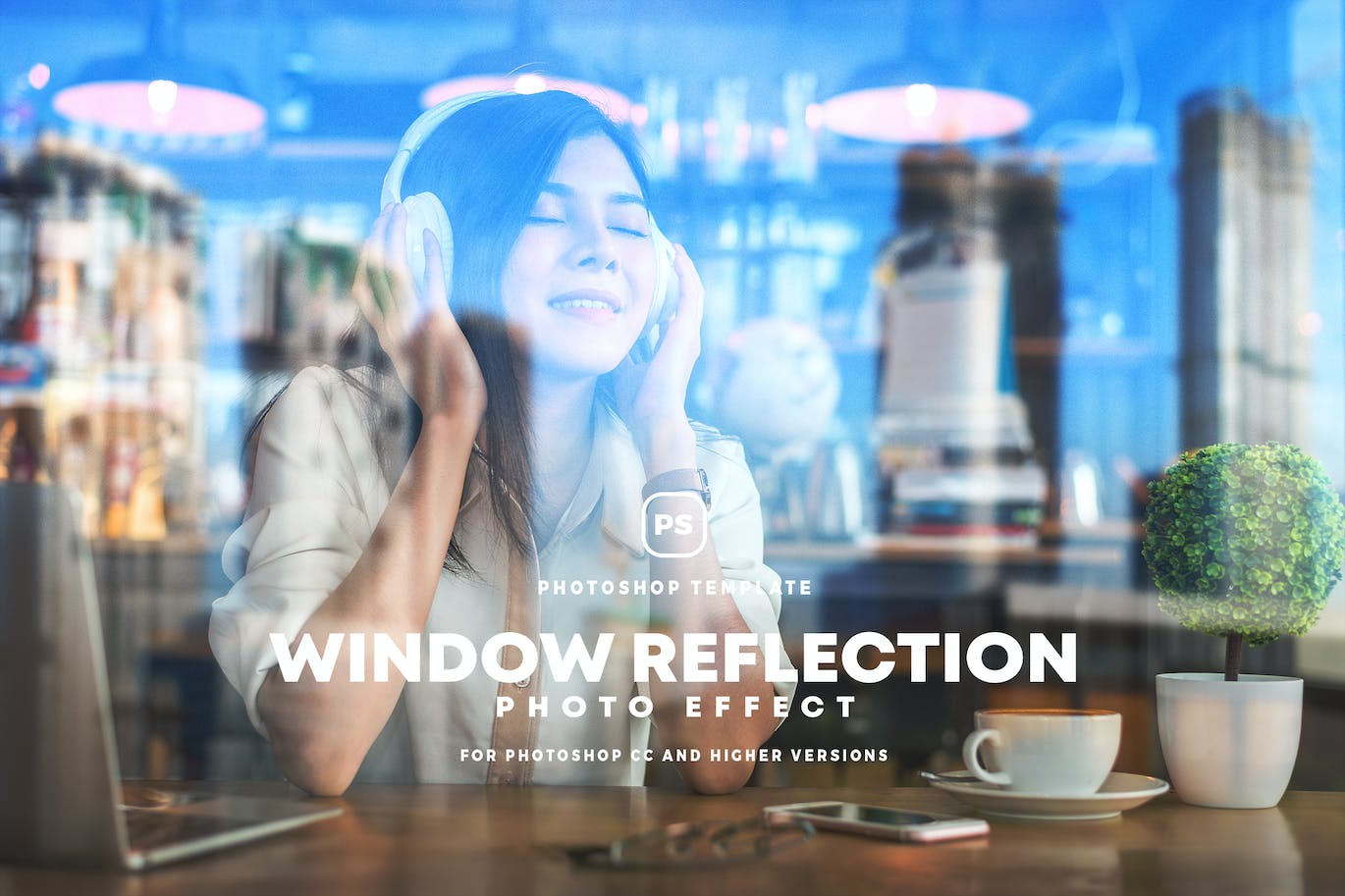 窗户反射照片效果PSD分层模板 Window Reflection Photo Effect