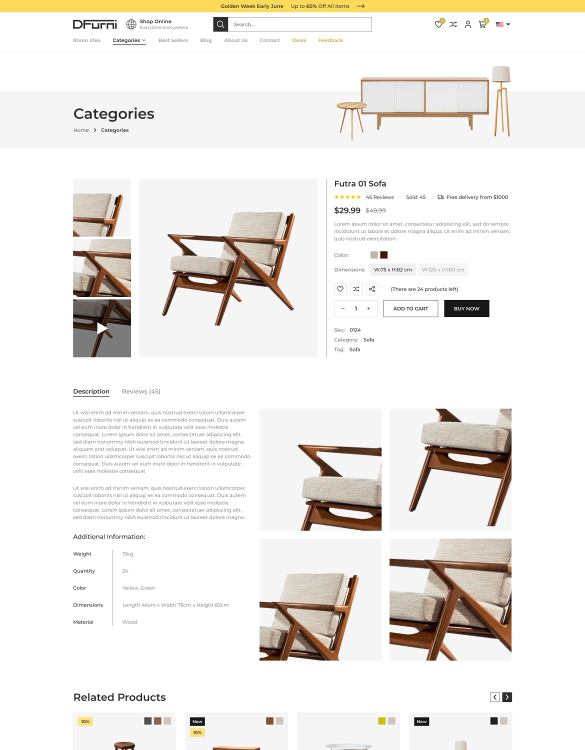 家具和室内设计主题网站设计Figma模板 DFurni – Furniture and Interior Figma Template