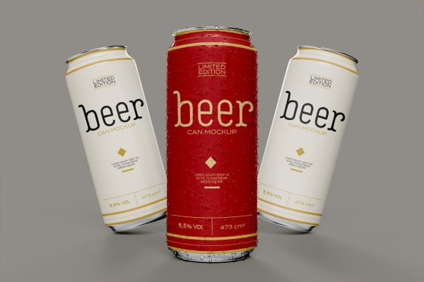 啤酒或汽水罐易拉罐样机素材 Beer or Soda Cans Mockup