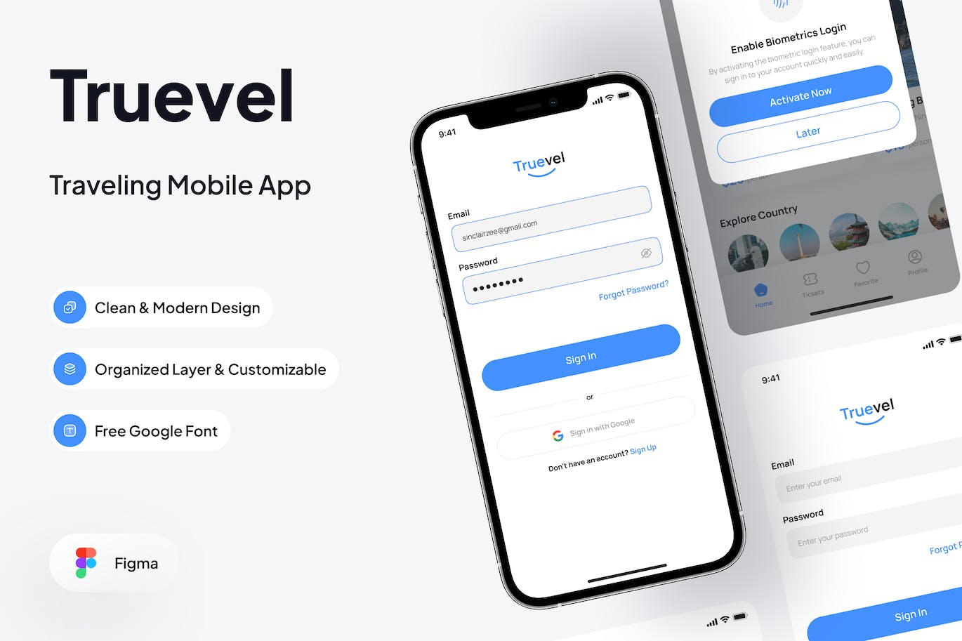 APP账号识别登录界面UI设计 Truevel – Biometrics Login