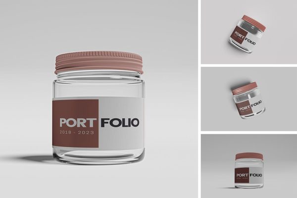 带标签储存玻璃瓶样机素材 Bottle with Label Mockup