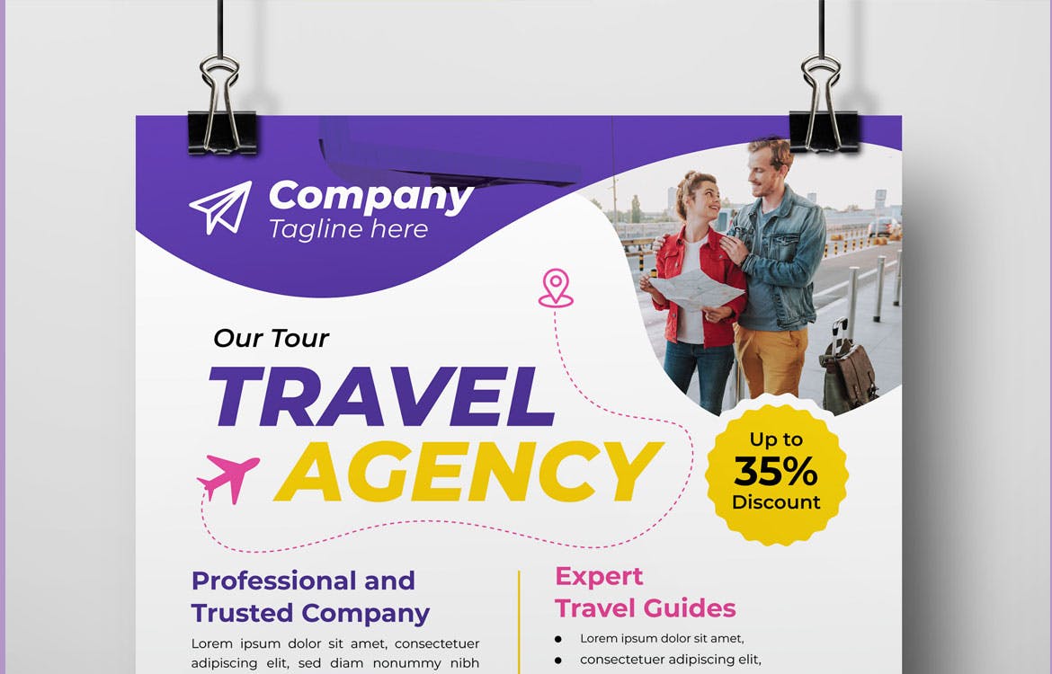 旅行社传单设计模板 Travel Agency Flyer Layout