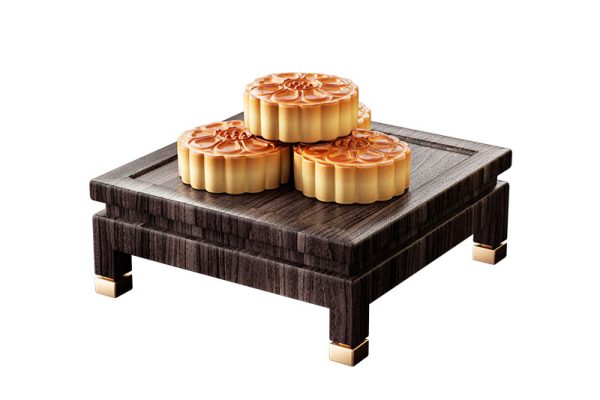 C4D模型-中秋月饼模型小木桌模型下载