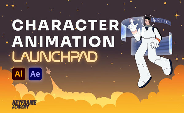 AE教程-制作卡通角色动作绑定MG动画 Character Animation Launchpad