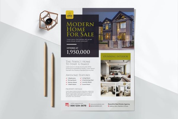 房地产销售宣传单张设计模板 Real Estate Sale