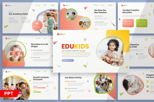 儿童教育/幼儿培训机构PPT幻灯片模板 Edukids Education – Powerpoint