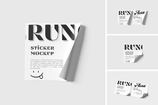 方形贴纸样机素材下载 Square Sticker Mockups