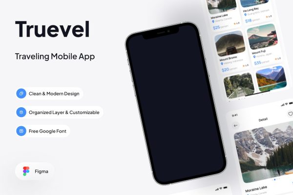 旅行移动应用程序UI设计素材 Truevel – Traveling Mobile App
