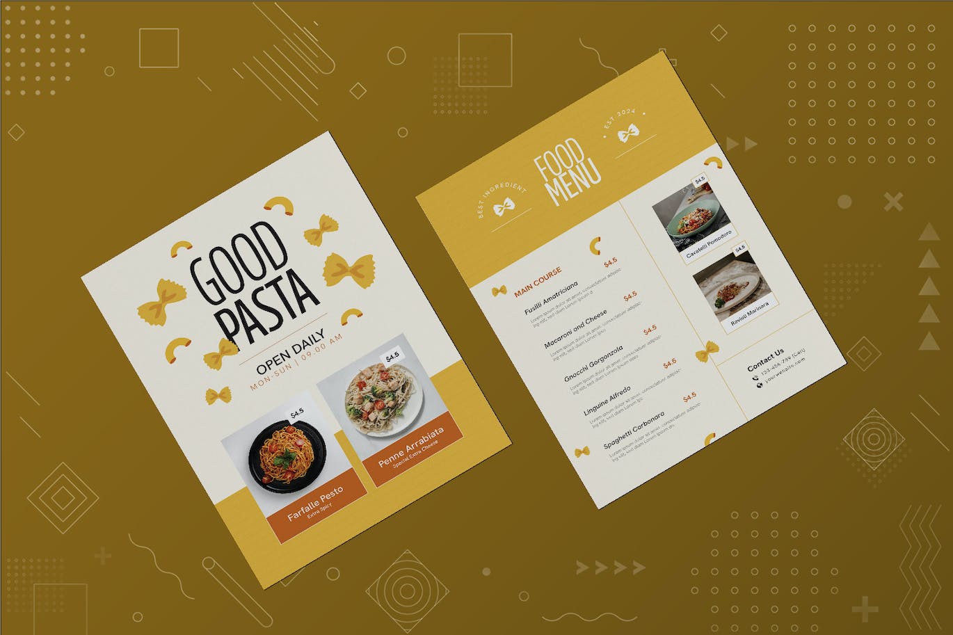 意大利面餐厅菜单设计素材 Good Pasta Restaurant Menu