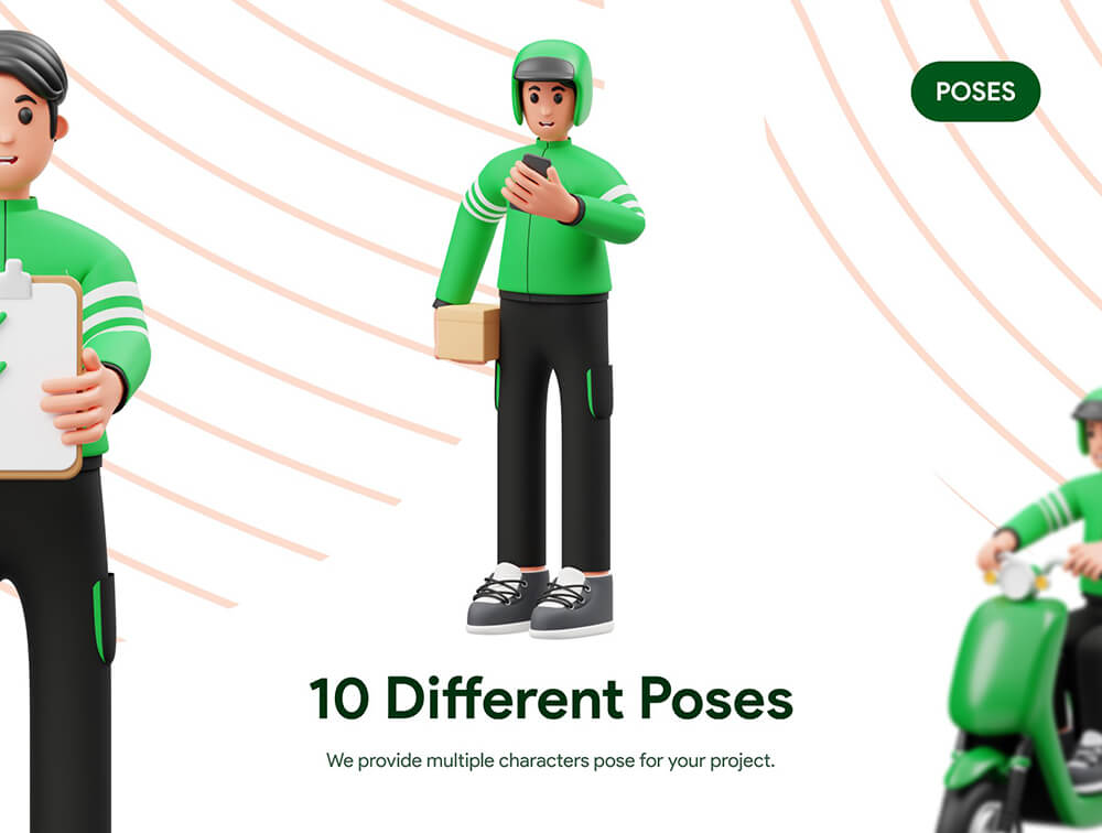 送货快递3D人物插画3D模型素材下载