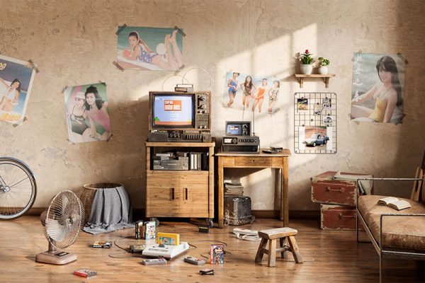 C4D工程-老旧卧室场景渲染工程老房子模型黑白电视机模型