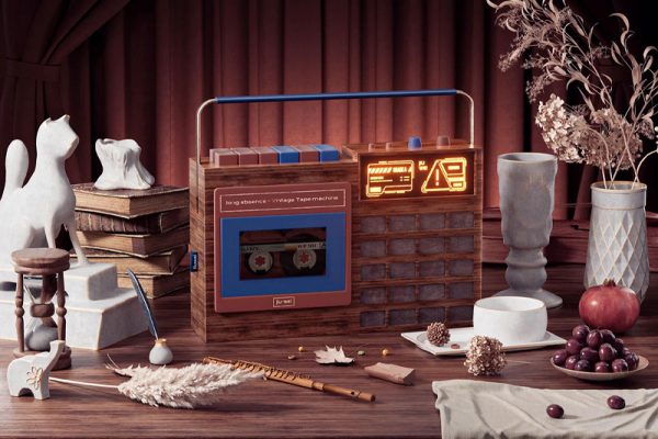 C4D工程-老式磁带播放器场景渲染工程磁带机模型产品场景模型