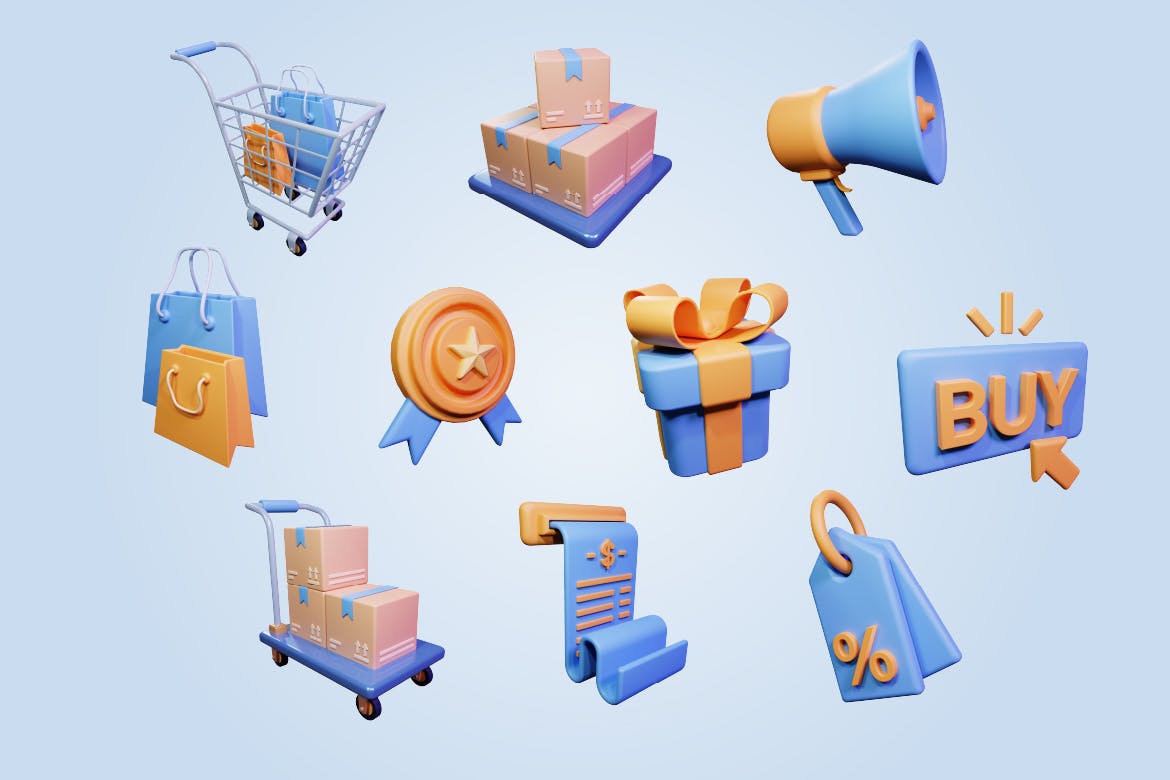 电子商务3D图标模型 Ecommerce 3D Icons