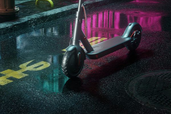 C4D工程-赛博街道场景渲染工程电动滑板车模型