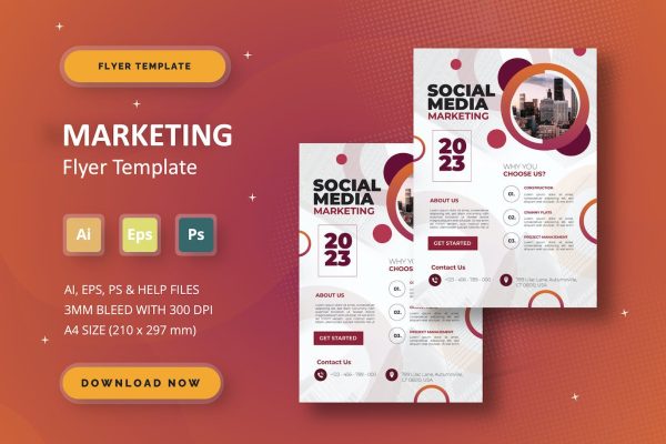 多用途营销推广传单素材 Socmed Marketing – Flyer Template