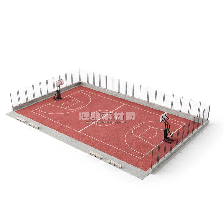 篮球场地模型篮球场C4D模型下载
