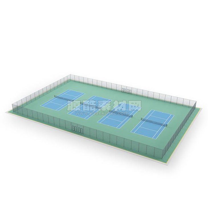 室外网球场模型网球场地C4D模型下载