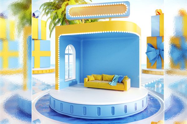 C4D工程-家装电商展台场景渲染工程电商展台场景模型