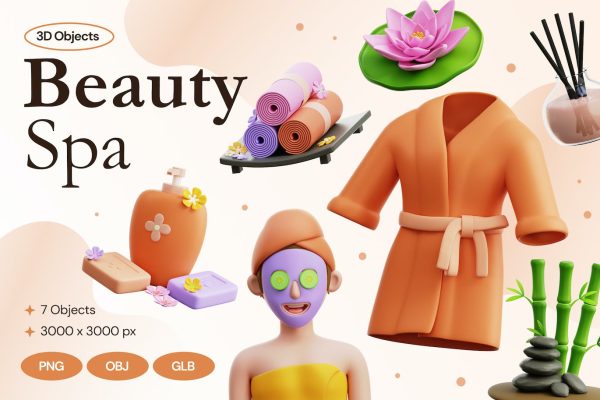美容水疗主题3D插画模型素材 Beauty Spa 3D Illustrations