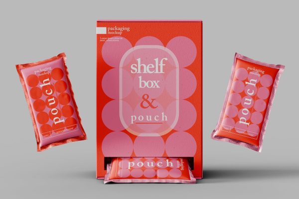 零食袋及包装盒设计样机素材 Boxes Packaging with Snacks Bar Mockup